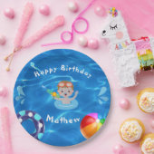 クリスタル澄んハッピーバースデープールパーティー ペーパープレート (パーティー)