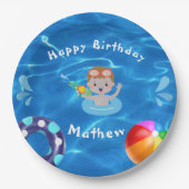 クリスタル澄んハッピーバースデープールパーティー ペーパープレート (正面)