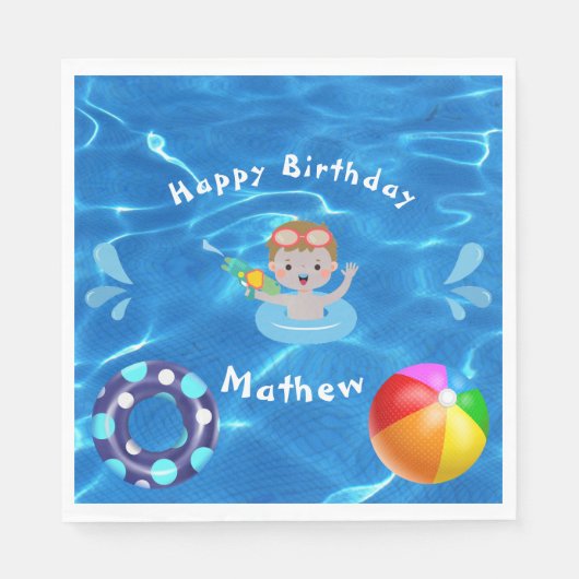 クリスタル澄んブルーウォータープールパーティー スタンダードランチョンナプキン (正面)