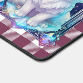 クリスタル猫パープルブラックプレイドキュート白い子猫 デスクマット (コーナー)