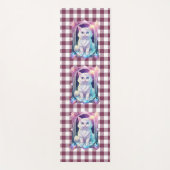 クリスタル猫パープルブラックプレイドキュート白い子猫 ヨガマット (正面)