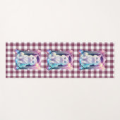 クリスタル猫パープルブラックプレイドキュート白い子猫 ヨガマット (正面(横))