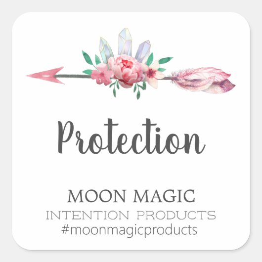 クリスタル矢印フローラ意図キャンドルラベル スクエアシール (正面)