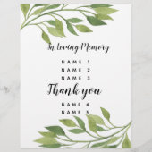 クリスタル結婚の緑の結婚式プログラム (裏面)