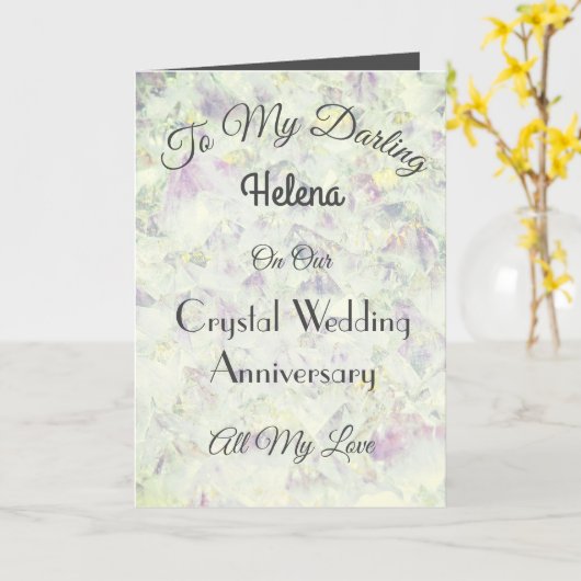 クリスタル記念日の妻の挨拶 カード (黄色い花)