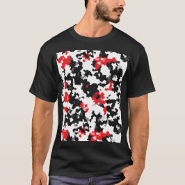 クリスタル調の赤黒白の抽象的パターン Tシャツ