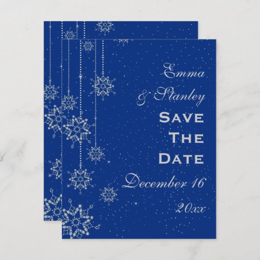 クリスタル雪のブルーウェディング日付を保存 セーブザデート (正面/裏面)