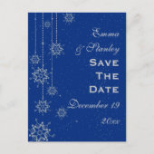 クリスタル雪のブルーウェディング日付を保存 案内ポストカード (正面)