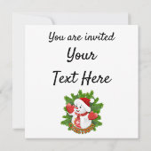 クリスタル雪の結晶のオーナメントが付いたベイビースノーマン 招待状 (裏面)