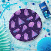 クリスタル魔法パープルジェムパターンギフトキュートサマー ペーパープレート (パーティー)