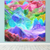 クリスタル鮮やかマウンテン抽象芸術 キャンバスプリント (インサイチュ (ウッドフロア))