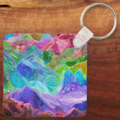 クリスタル鮮やかマウンテン抽象芸術 キーホルダー (裏面)