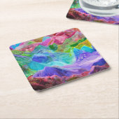 クリスタル鮮やかマウンテン抽象芸術 スクエアペーパーコースター (アングル)