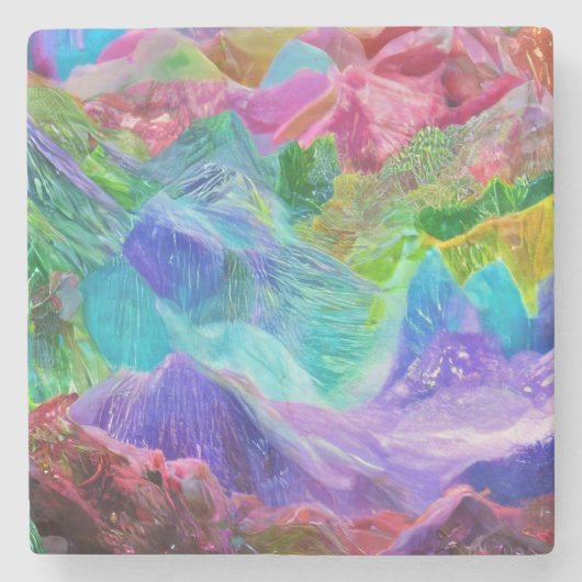 クリスタル鮮やかマウンテン抽象芸術 ストーンコースター (正面)