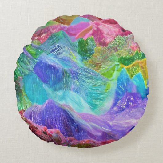 クリスタル鮮やかマウンテン抽象芸術 ラウンドクッション (正面)