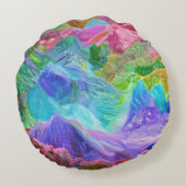 クリスタル鮮やかマウンテン抽象芸術 ラウンドクッション (裏面)