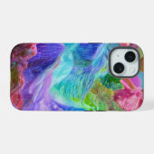 クリスタル鮮やかマウンテン抽象芸術 iPhone 15ケース (裏面横)