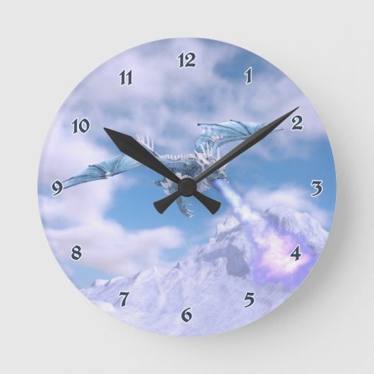 クリスタル・アイス・ドラゴン ラウンド壁時計 (正面)
