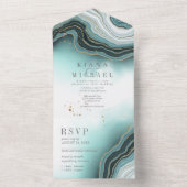 クリスタル アゲート ウェディング ティール ID825 オールインワン招待状 (内側)