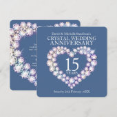 クリスタル ウェディング ハート 15年 パーティー 招待状 (正面/裏面)