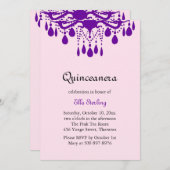 クリスタル グランド ボールルーム 誕生日 招待状 紫 (正面/裏面)