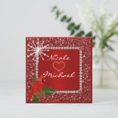 クリスタル スノーフレークのホリデー ウェディング インビテーション (スタンド正面)