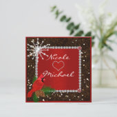 クリスタル スノーフレーク付 ウェディング 招待状 (スタンド正面)