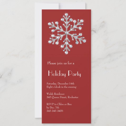 クリスタル スノーフレーク（赤） 招待状 (正面)