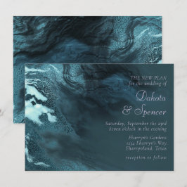 クリスタル ティール アゲート | ダークアクア マーブル ストーン 招待状