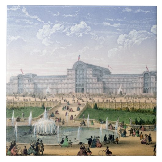 クリスタル・パレス、Sydenham、c.1862 (色のlitho) タイル (正面)