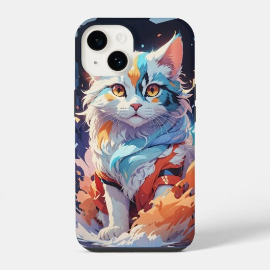 クリスタル ファンタジー 猫 アート iPhoneケース (裏面)