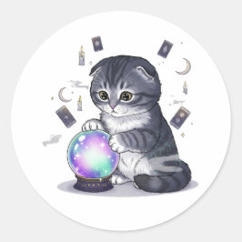 クリスタル・フォールド – かわいいスコティッシュフォールド猫ハロウィン ラウンドシール