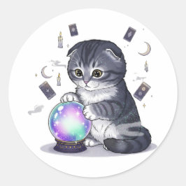 クリスタル・フォールド – かわいいスコティッシュフォールド猫ハロウィン ラウンドシール