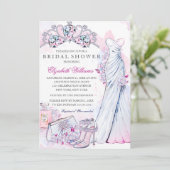 クリスタル フラワー ウェディングドレス ブライダルシャワー招待状 招待状 (スタンド正面)