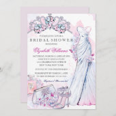 クリスタル フラワー ウェディングドレス ブライダルシャワー招待状 招待状 (正面/裏面)