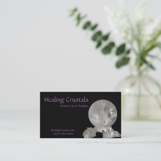 クリスタル・ボールの治療の水晶 名刺 (スタンド正面)