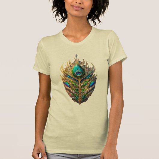 クリスタ威厳のあるルピーコックフェザー女性用スリムフィット Tシャツ (正面)