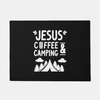 クリスチおもしろいャンスキャンプカフェインイエスコーヒー&キャンプ ドアマット