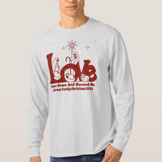 クリスチパーソナライズされたャンファミリークリスマス出生 Tシャツ (正面)