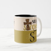 クリスチパーソナライズされたャン彼女は強い諺31 ツートーンマグカップ (正面右)
