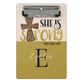 クリスチパーソナライズされたャン彼女は強い諺31 ミニクリップボード (正面)