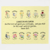 クリスチパーソナライズされたン誕生月花 フリースブランケット (正面(横))