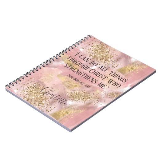 クリスチモダンンピガーリーンク金ゴールドグリッターアート ノートブック (左側)