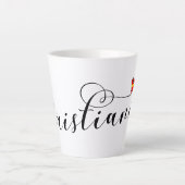 クリスチャニア国旗のハート、フリスタデン・クリスチャニア カフェラテマグ (正面)