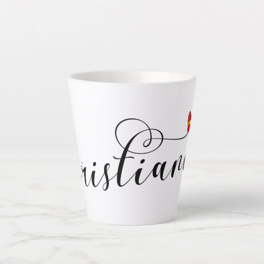 クリスチャニア国旗のハート、フリスタデン・クリスチャニア カフェラテマグ (正面)