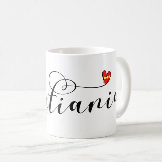 クリスチャニア国旗のハート、フリスタデン・クリスチャニア コーヒーマグカップ (正面右)