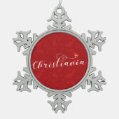 クリスチャニア国旗のハート、フリスタデン・クリスチャニア スノーフレークピューターオーナメント (正面)