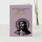 クリスチャンおもしろいイエス誕生日カード 箔グリーティングカード (正面)