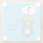 クリスチャンおもしろいクリスマスかわいい羊の漫画 ガラスコースター (裏面)