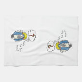 クリスチャンおもしろいクリスマスかわいい羊の漫画 キッチンタオル (横)